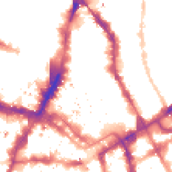 Night-time road noise heatmap for E1 7HS