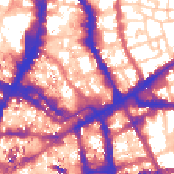 Daytime road noise heatmap for E1 7QD