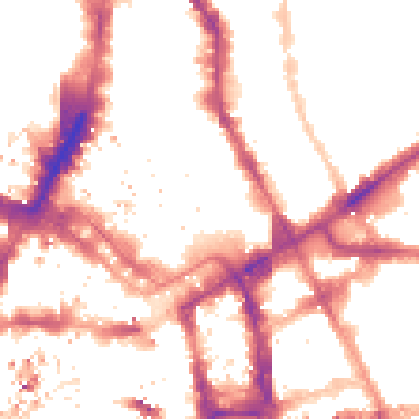 Night-time road noise heatmap for E1 7QD