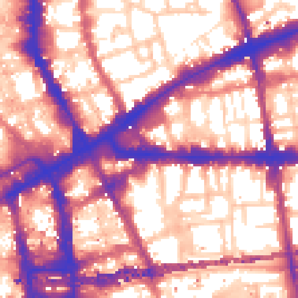 Daytime road noise heatmap for E1 7QT