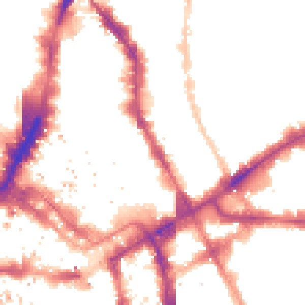 Night-time road noise heatmap for E1 7TR