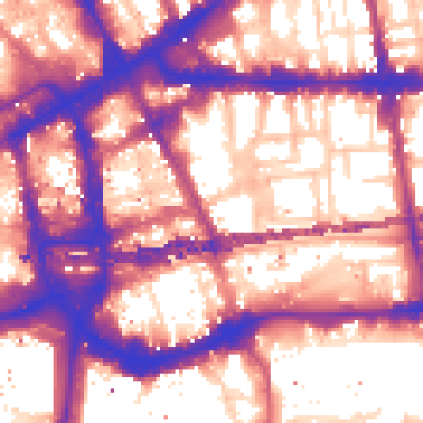 Daytime road noise heatmap for E1 8AG