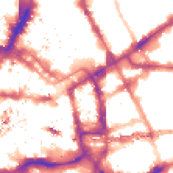 Night-time road noise heatmap for E1 8AH
