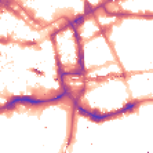 Night-time road noise heatmap for E1 8AT