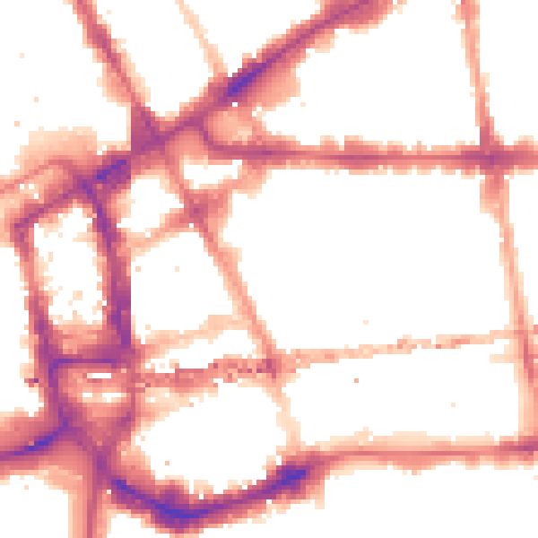 Night-time road noise heatmap for E1 8BF