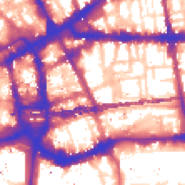 Daytime road noise heatmap for E1 8BP