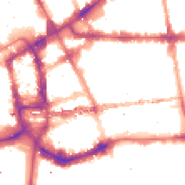 Night-time road noise heatmap for E1 8BP