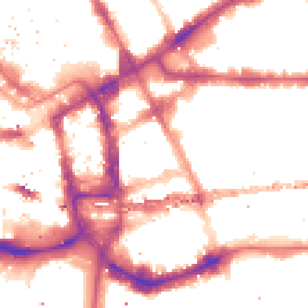 Night-time road noise heatmap for E1 8DR