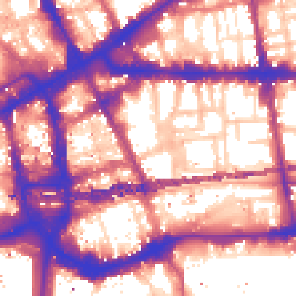 Daytime road noise heatmap for E1 8GD