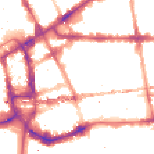 Night-time road noise heatmap for E1 8GD