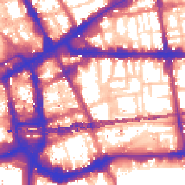 Daytime road noise heatmap for E1 8GE