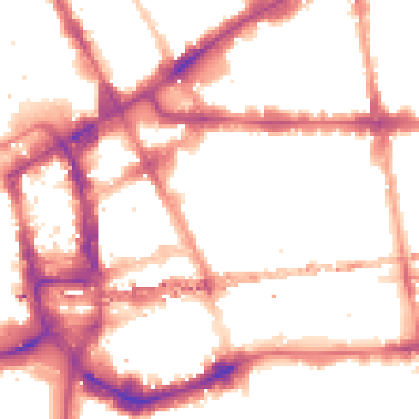 Night-time road noise heatmap for E1 8GE