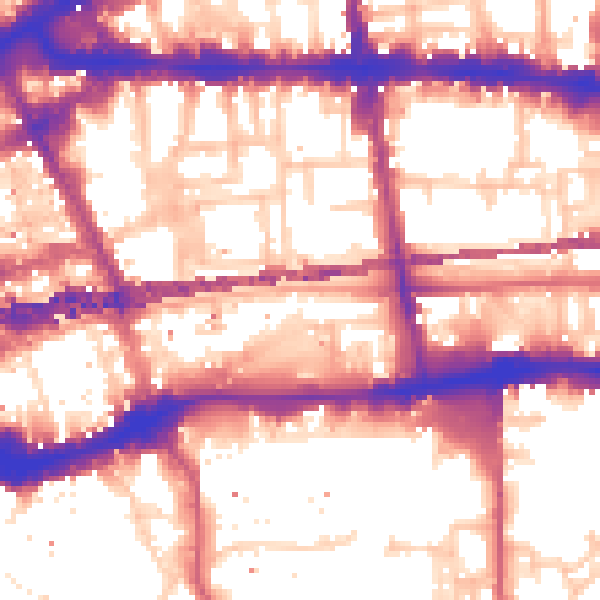 Daytime road noise heatmap for E1 8GY
