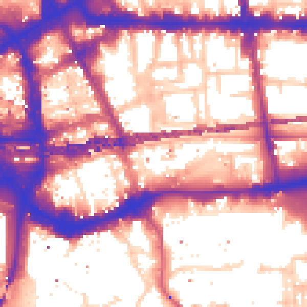 Daytime road noise heatmap for E1 8JB