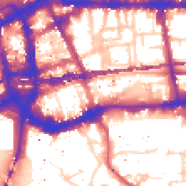Daytime road noise heatmap for E1 8JN