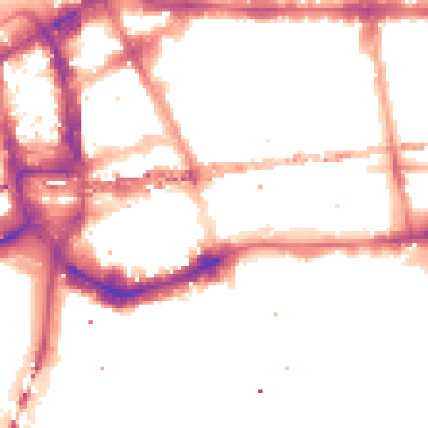 Night-time road noise heatmap for E1 8JN