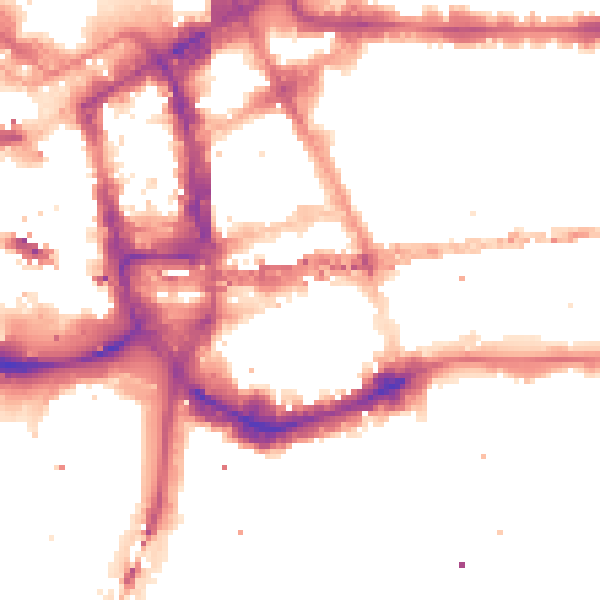 Night-time road noise heatmap for E1 8LG