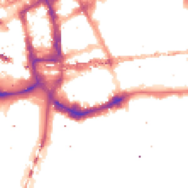 Night-time road noise heatmap for E1 8LT