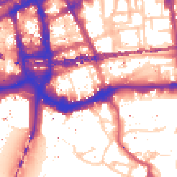 Daytime road noise heatmap for E1 8LU