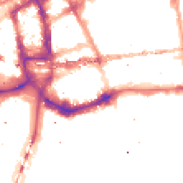 Night-time road noise heatmap for E1 8LU