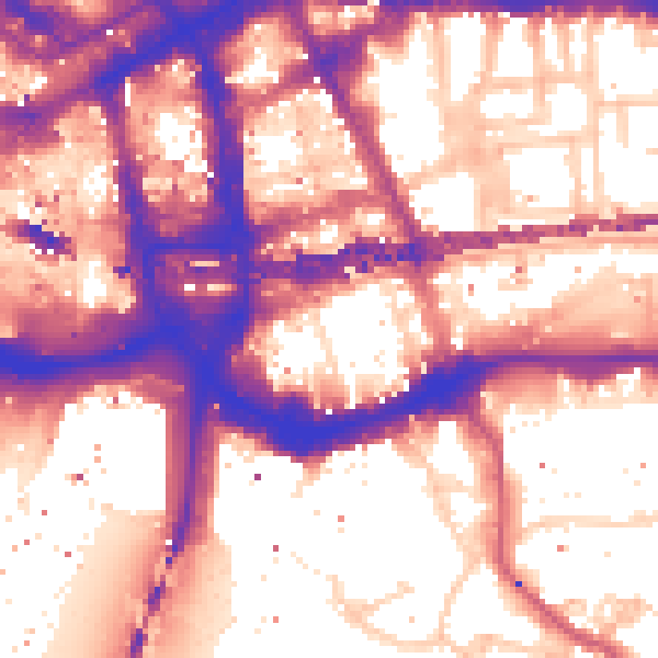 Daytime road noise heatmap for E1 8LY