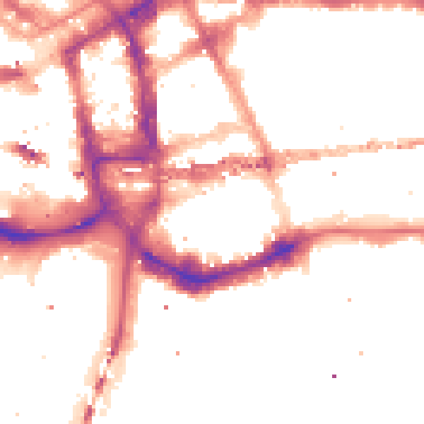 Night-time road noise heatmap for E1 8LY