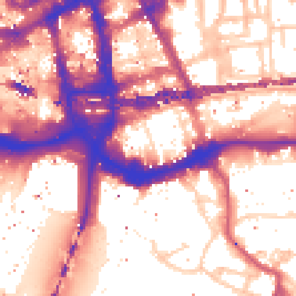 Daytime road noise heatmap for E1 8NB