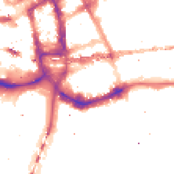 Night-time road noise heatmap for E1 8NB