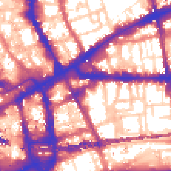 Daytime road noise heatmap for E1 8NF