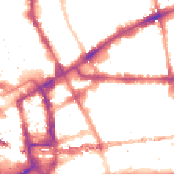 Night-time road noise heatmap for E1 8NF