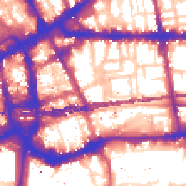 Daytime road noise heatmap for E1 8RY