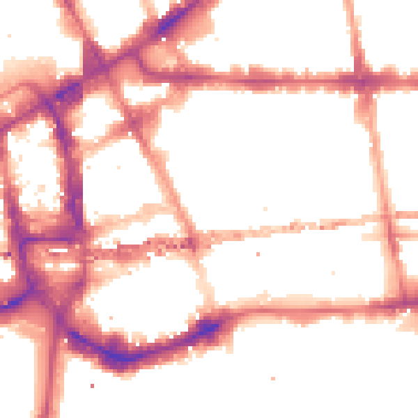 Night-time road noise heatmap for E1 8RY
