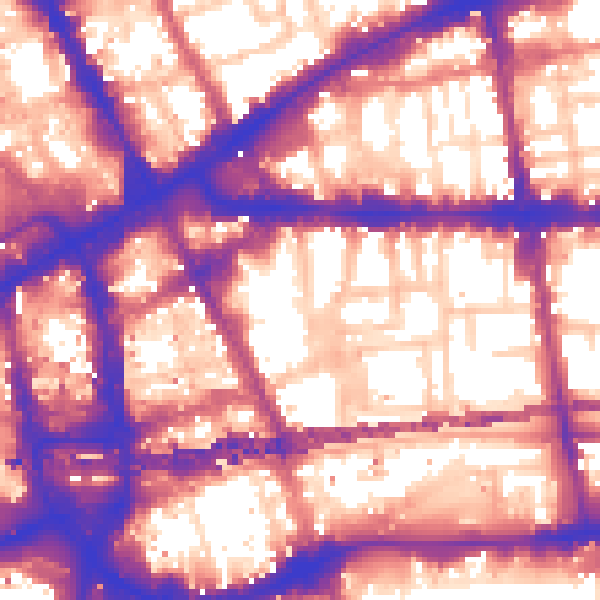 Daytime road noise heatmap for E1 8ZB