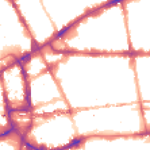 Night-time road noise heatmap for E1 8ZB