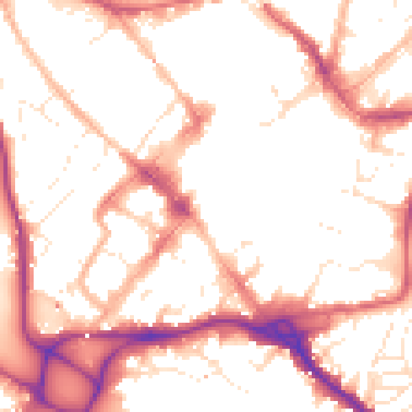 Daytime road noise heatmap for EX1 1AE
