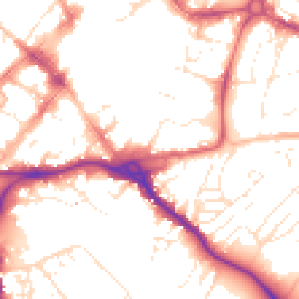 Daytime road noise heatmap for EX1 1AF