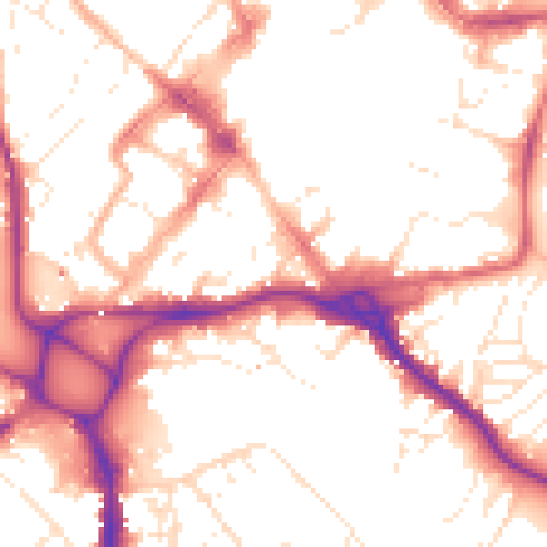 Daytime road noise heatmap for EX1 1AN