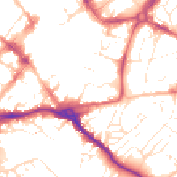 Daytime road noise heatmap for EX1 1AP