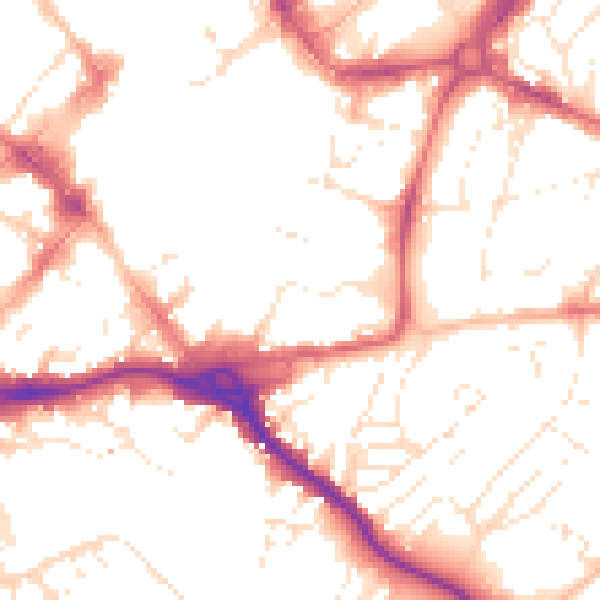 Daytime road noise heatmap for EX1 1AR
