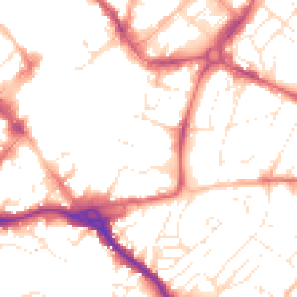 Daytime road noise heatmap for EX1 1AS
