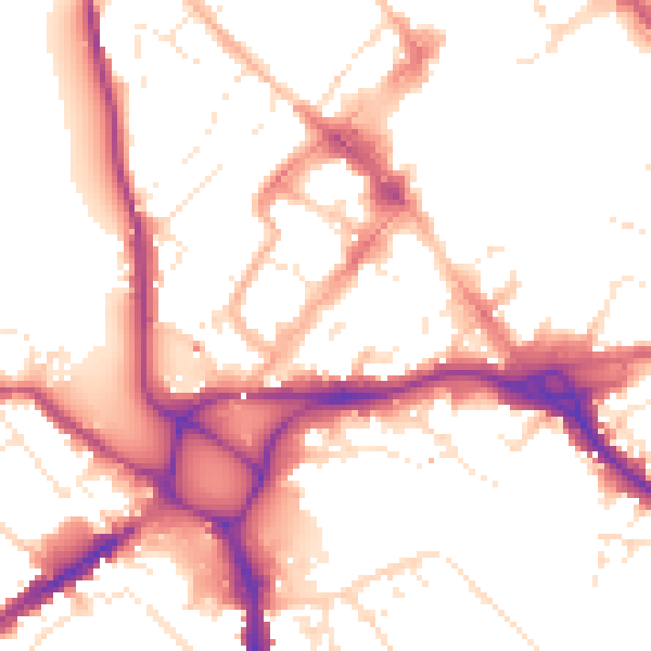 Daytime road noise heatmap for EX1 1AT