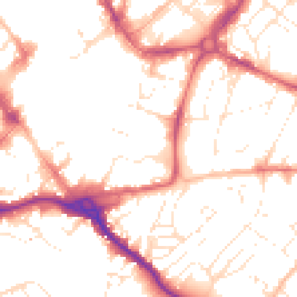 Daytime road noise heatmap for EX1 1AU