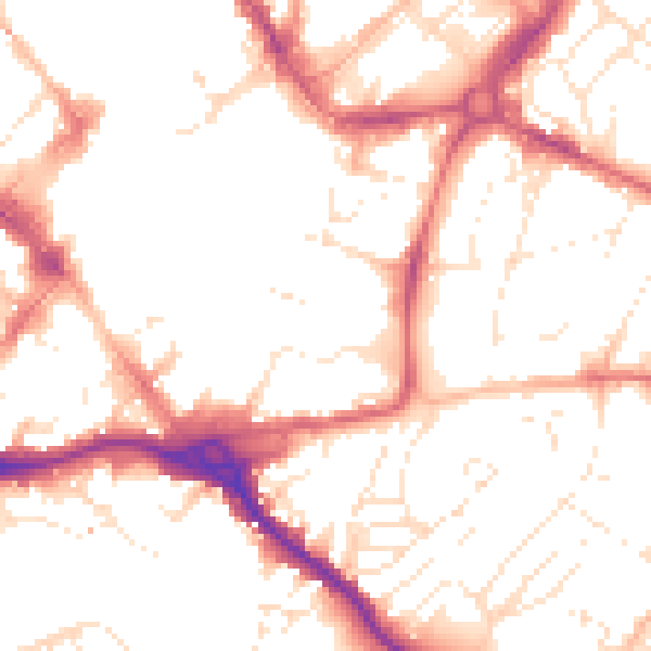 Daytime road noise heatmap for EX1 1AW