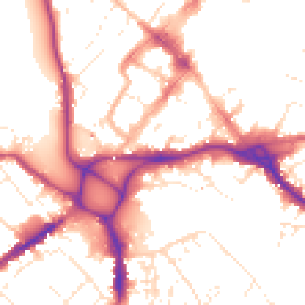 Daytime road noise heatmap for EX1 1BB