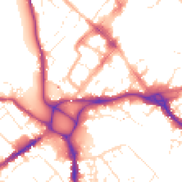 Daytime road noise heatmap for EX1 1BD