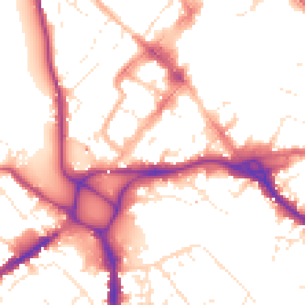Daytime road noise heatmap for EX1 1BE