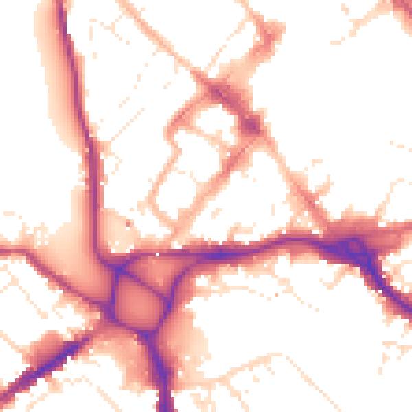 Daytime road noise heatmap for EX1 1BG