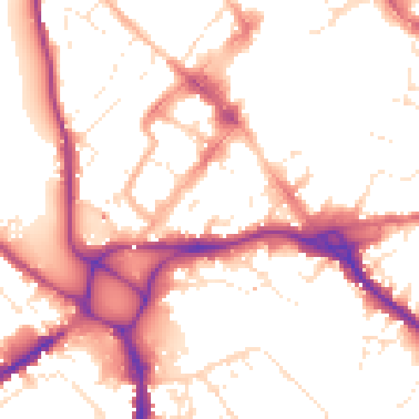 Daytime road noise heatmap for EX1 1BH