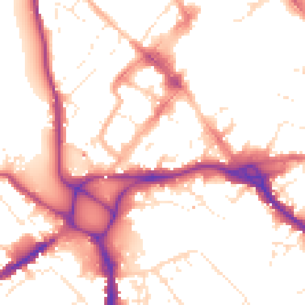 Daytime road noise heatmap for EX1 1BJ