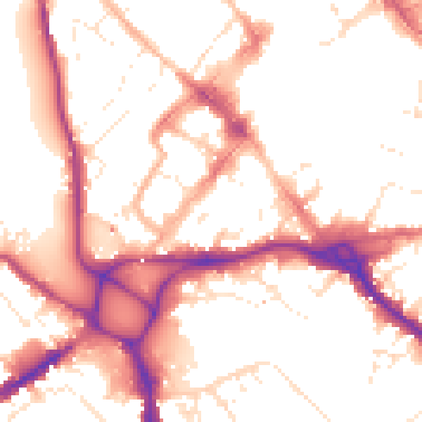 Daytime road noise heatmap for EX1 1BN